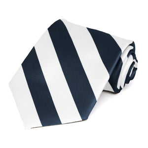 Navy Blue and White Striped Tie