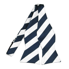 Load image into Gallery viewer, Navy Blue and White Striped Self-Tie Bow Tie