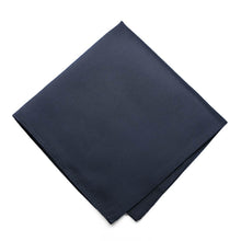 Load image into Gallery viewer, A folded solid navy blue pocket square