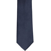 Load image into Gallery viewer, The front of a solid navy tie in a narrow width