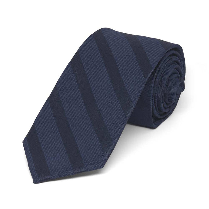 Navy Blue Elite Striped Slim Necktie, 2.5
