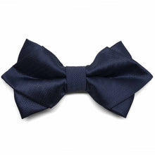 Load image into Gallery viewer, Navy Blue Herringbone Diamond Tip Bow Tie