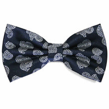 Load image into Gallery viewer, Navy Blue Ivanhoe Paisley Bow Tie