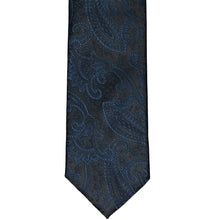 Load image into Gallery viewer, Front view of a navy blue paisley tie