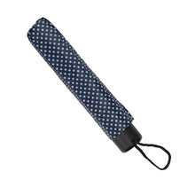 Load image into Gallery viewer, Navy polka dot umbrella in pouch