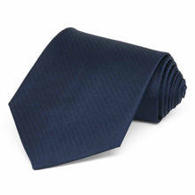 Load image into Gallery viewer, Navy Blue Herringbone Silk Extra Long Necktie