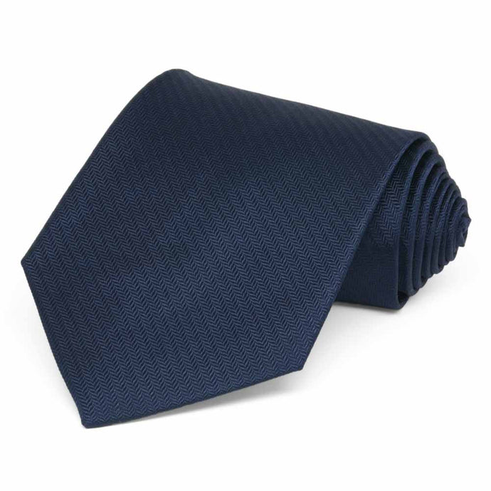 Navy Blue Herringbone Silk Necktie