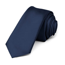Load image into Gallery viewer, Navy Blue Premium Skinny Necktie, 2&quot; Width