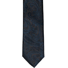 Load image into Gallery viewer, Navy blue clara paisley slim tie, front view