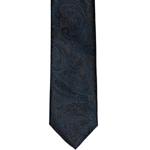 Navy blue clara paisley slim tie, front view