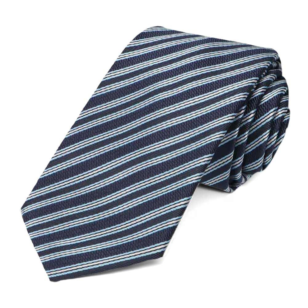 Navy Blue Alice Striped Slim Necktie