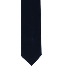 Load image into Gallery viewer, The front bottom view of a navy blue velvet tie