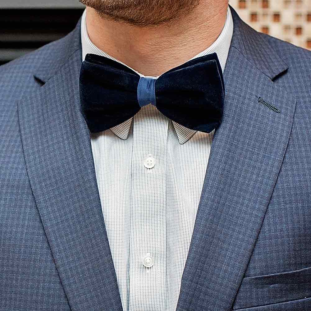 navy blue dress shirt with bow tie Navy Blue Velvet Bow Tie TieMart
