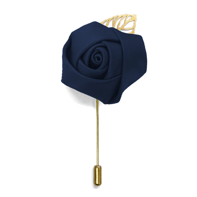 Navy Blue Premium Flower Lapel Pin