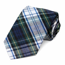Load image into Gallery viewer, Navy blue, hunter green and white plaid tie