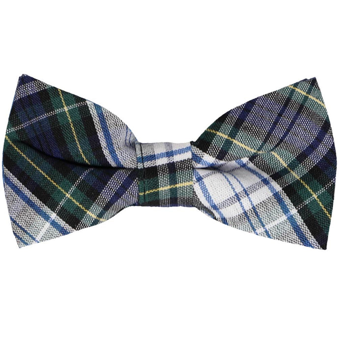 Navy blue, hunter green and white plaid bow tie