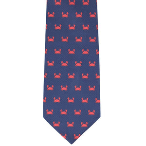 Navy necktie with red crab design
