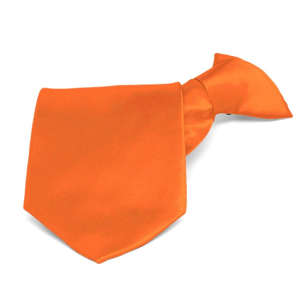 Neon Orange Solid Color Clip-On Tie