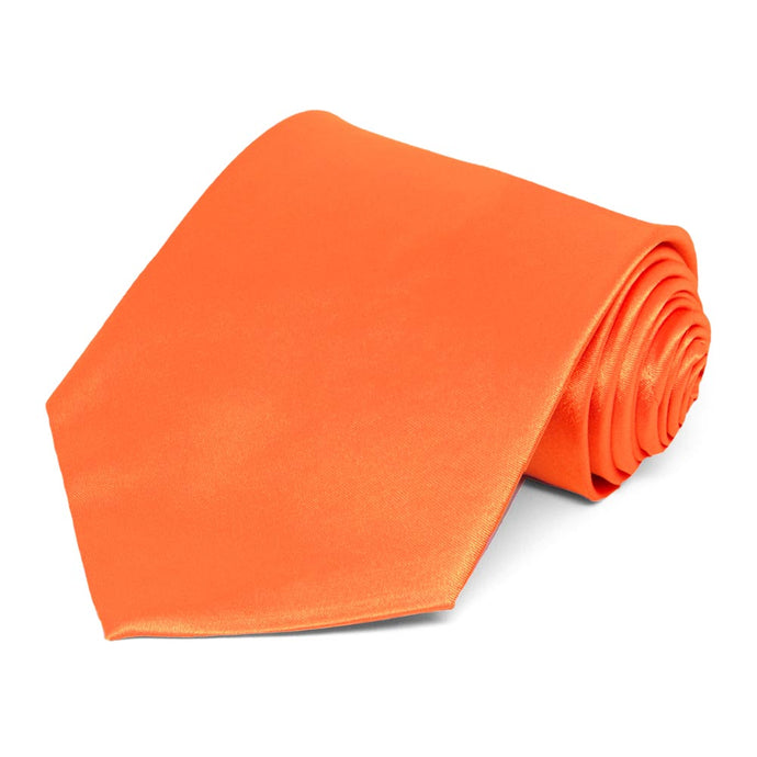 Neon Orange Solid Color Necktie