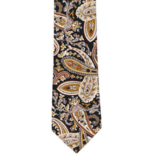 Load image into Gallery viewer, The front of a neutral paisley tie, laid out flat