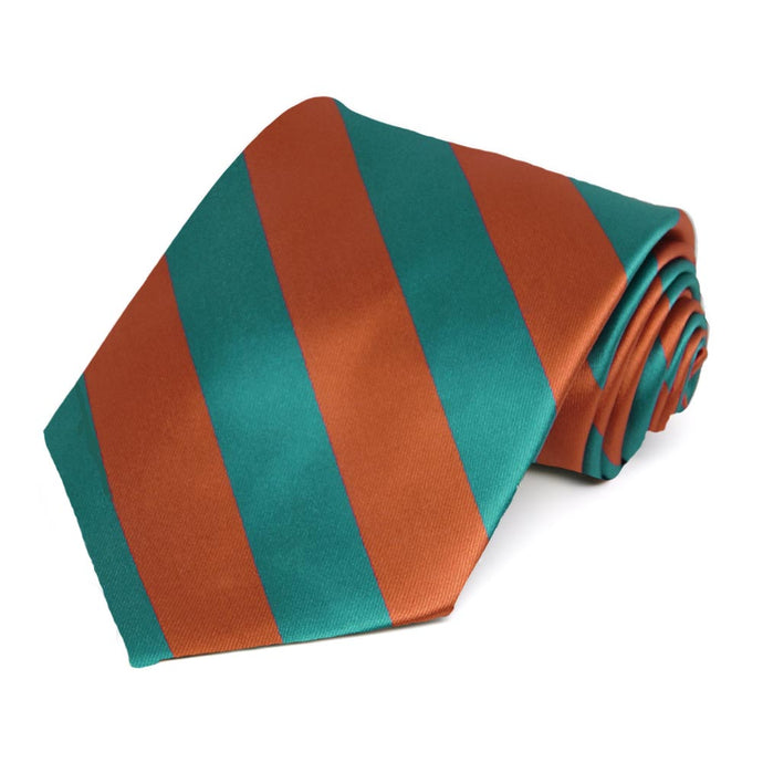 Burnt Orange and Oasis Striped Tie
