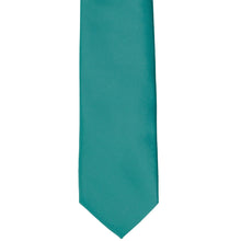 Load image into Gallery viewer, Front bottom view oasis colored solid tie in a slim width