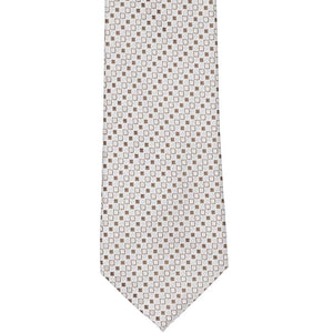 Oatmeal brown square pattern tie, front view