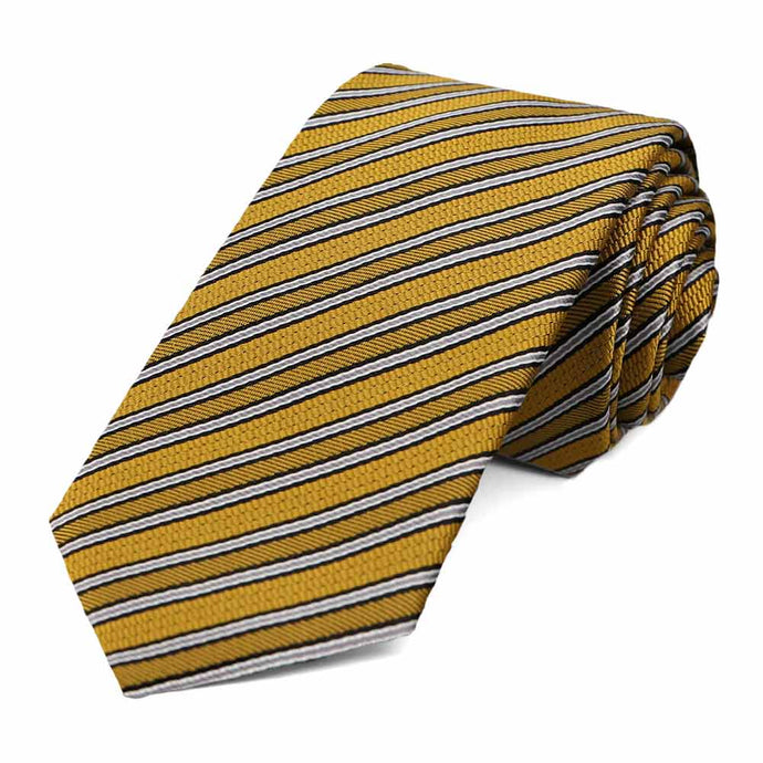 Old Gold Alice Striped Slim Necktie