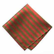 Load image into Gallery viewer, Olive Green and Persimmon Formal Striped Pocket Square