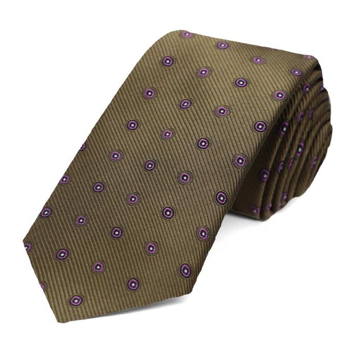 Olive Green Willoughby Dotted Slim Necktie