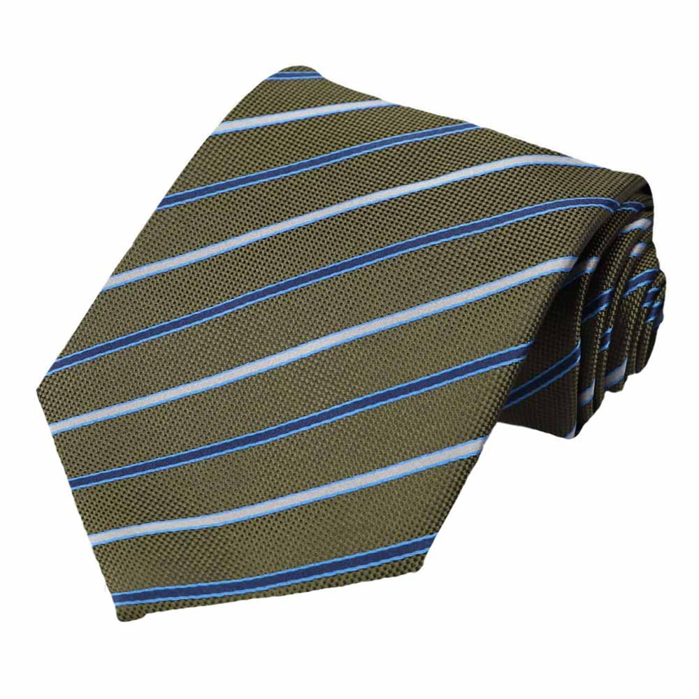 Dark Olive Stanley Striped Necktie