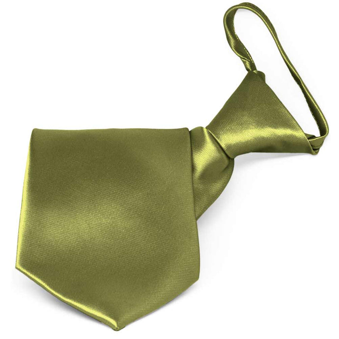 Olive Green Solid Color Zipper Tie