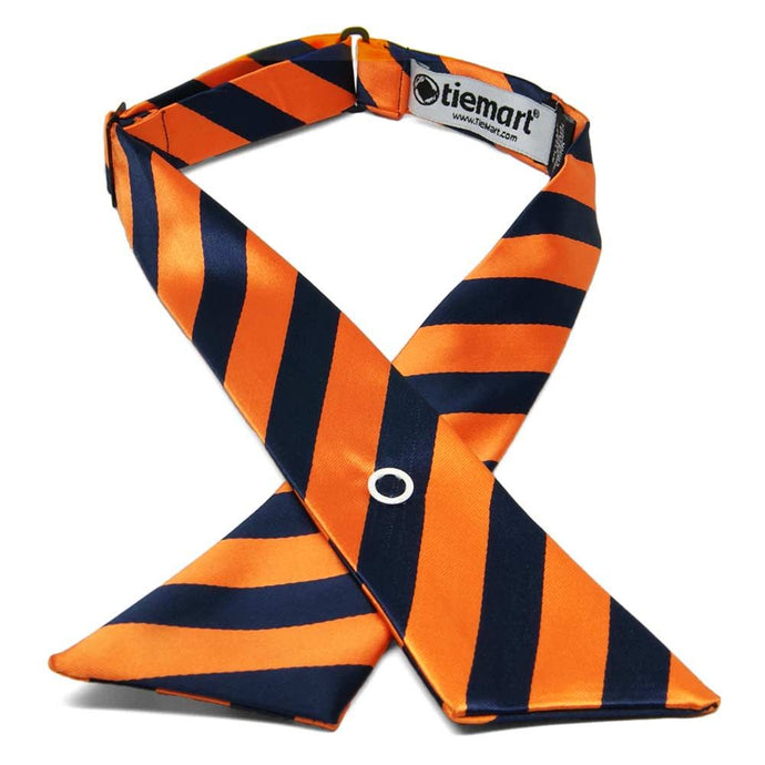 Navy Blue and Orange Striped Crossover Tie