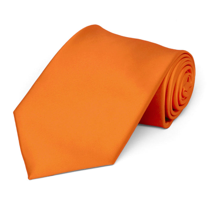 Orange Premium Extra Long Solid Color Necktie