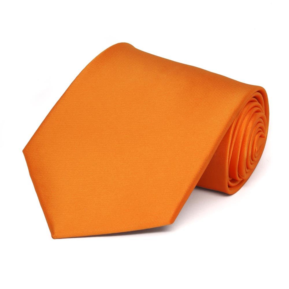 Orange Extra Long Solid Color Necktie