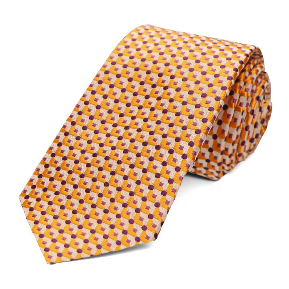 Orange Island Geometric Slim Necktie