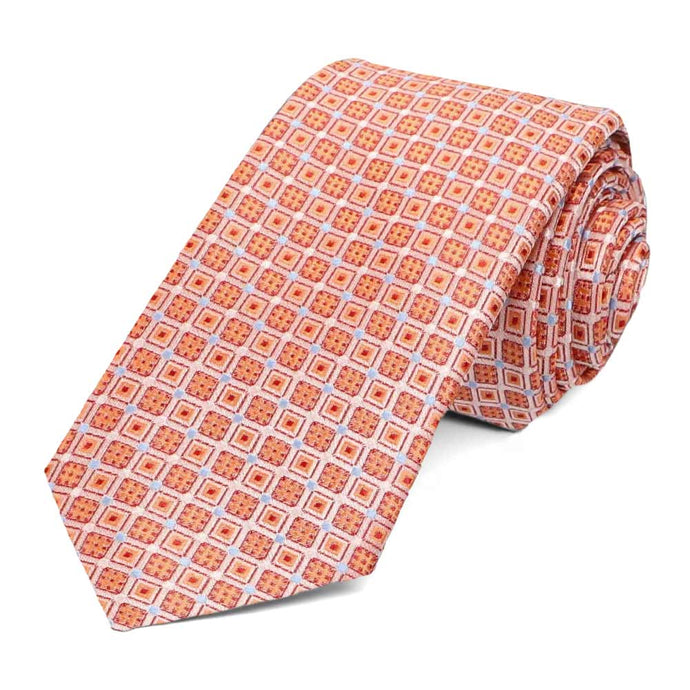 Orange hashtag pattern slim tie