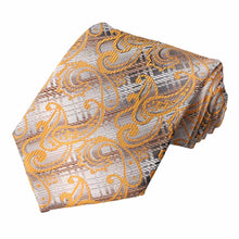 Load image into Gallery viewer, Orange and Brown Viking Paisley Necktie