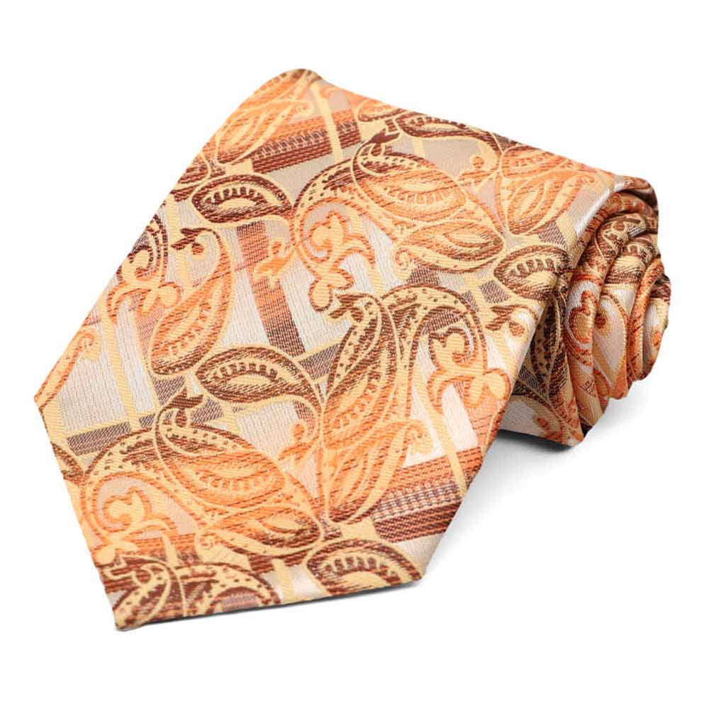 Light orange paisley pattern tie