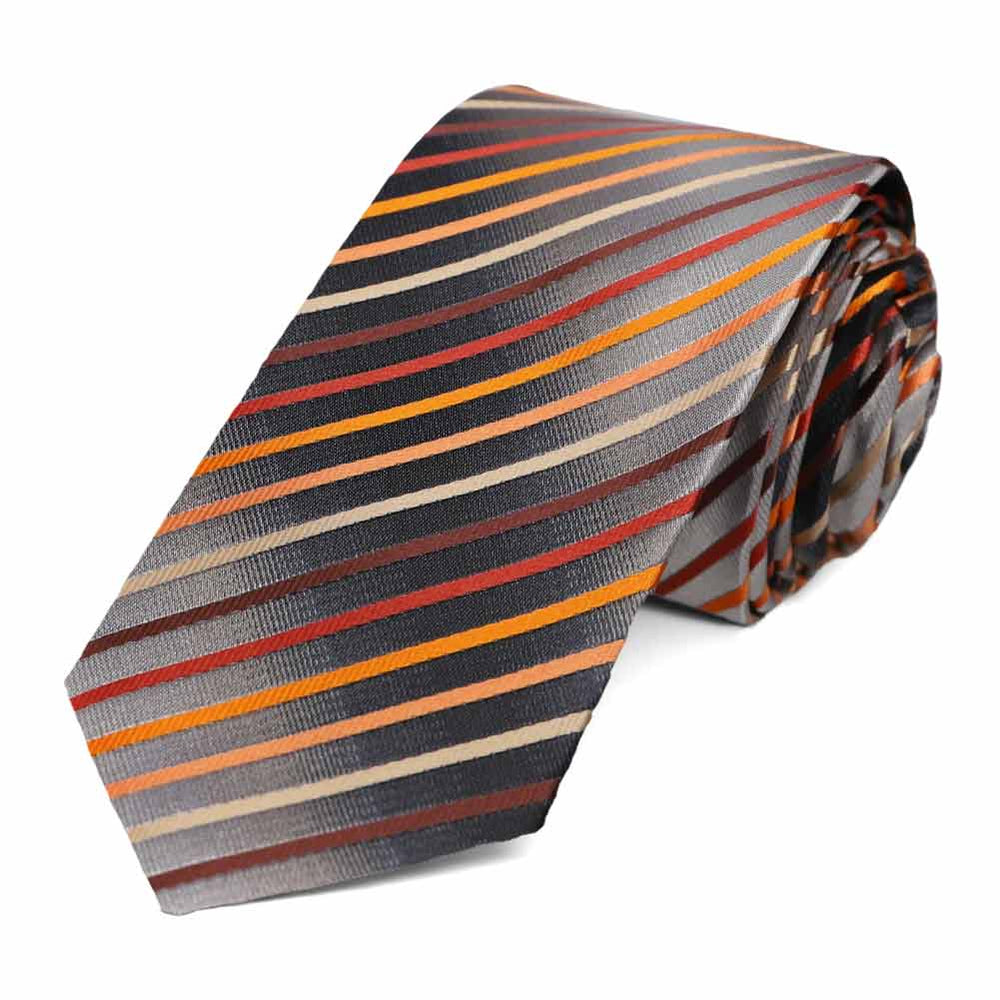 Orange Kissimmee Striped Slim Necktie