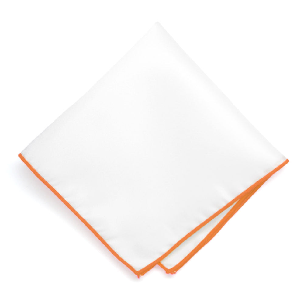 Orange Tipped White Pocket Square