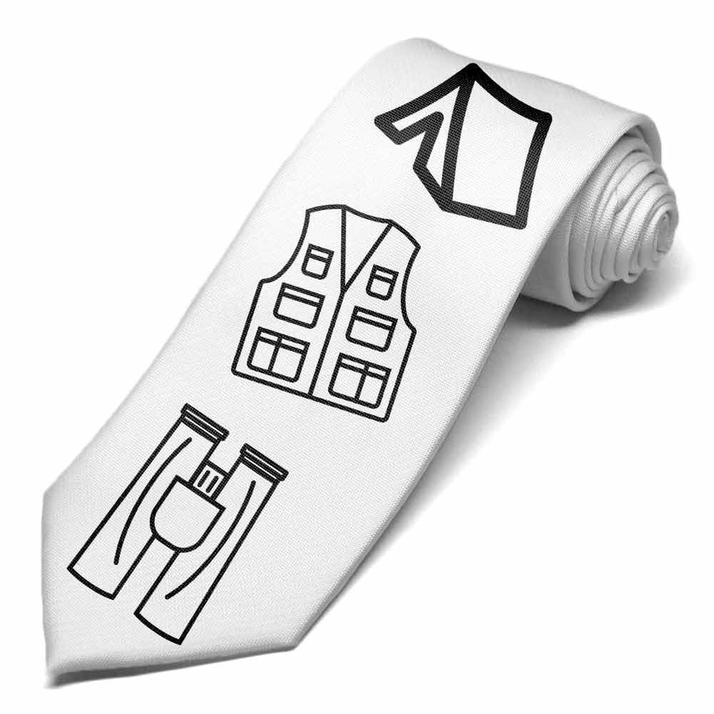 Outdoor camping icons for a kids coloring tie.