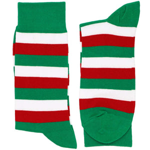 Men's Kelly Green, White and Red Striped Socks