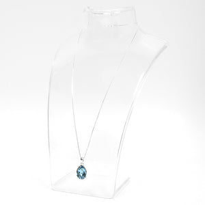 Pale Blue Oval Shaped Crystal Necklace