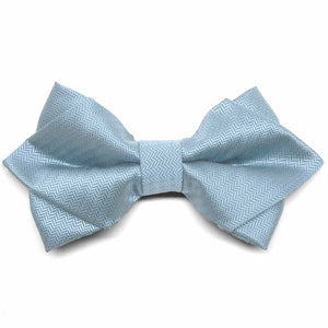 Pale Blue Herringbone Diamond Tip Bow Tie