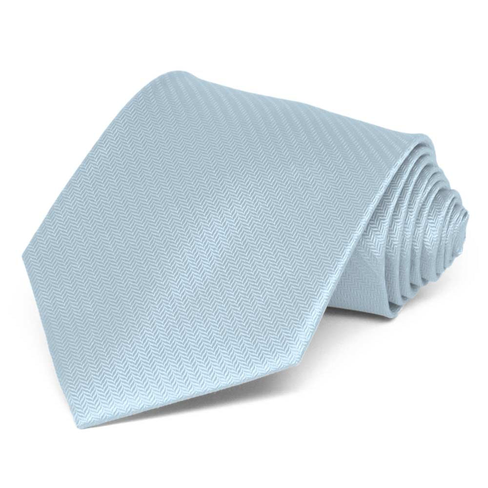 Extra Long Pale Blue Herringbone Silk Tie | Shop at TieMart – TieMart, Inc.