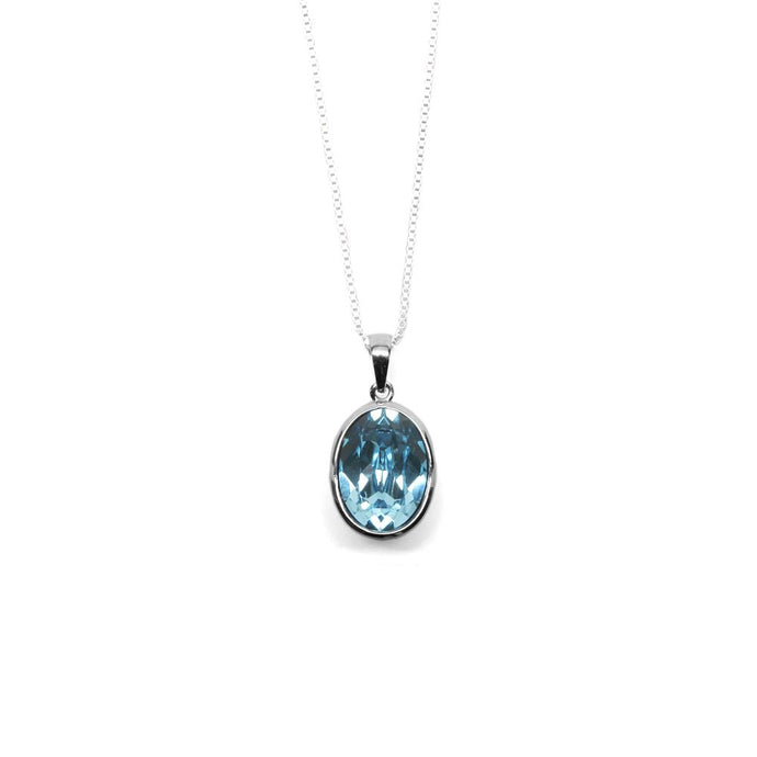 Pale Blue Oval Shaped Crystal Necklace