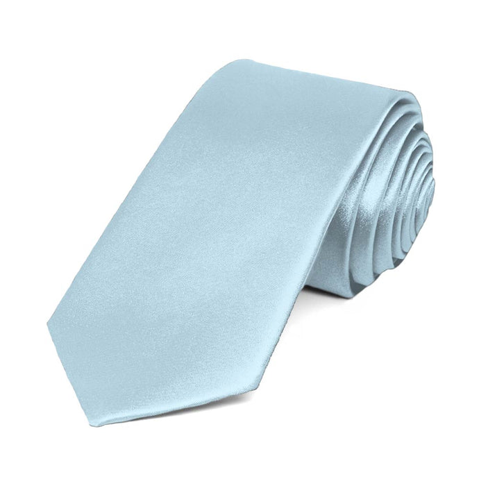 Pale Blue Slim Solid Color Necktie, 2.5