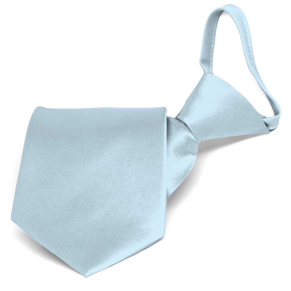 Pale Blue Solid Color Zipper Tie