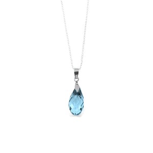 Pale Blue Briolette Crystal Necklace
